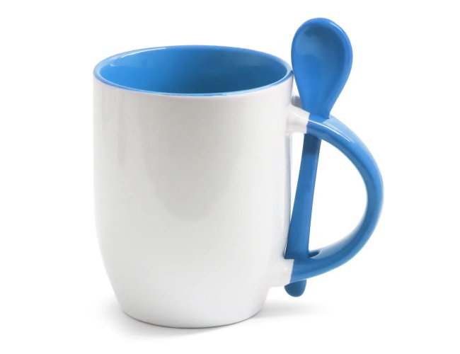 Caneca com colher Azul Claro - 325ml