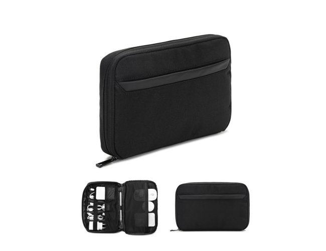Bolsa organizadora espa�osa para acess�rios tecnol�gicos em poli�ster reciclado 600D twill
